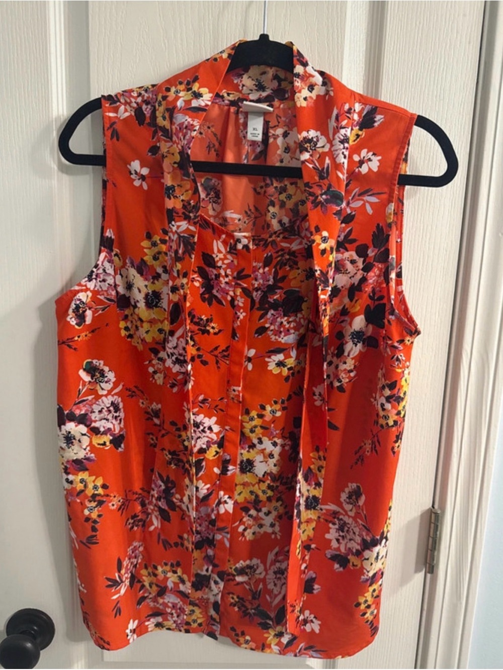a new day Orange Floral Sleeveless Button-Front Camisole